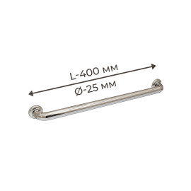 Поручень для людей с інвалідністю (МГН) прямий настінний INVO з нержавіючої сталі, L- 400 мм, D труби - 25 м