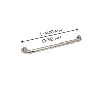 Поручень для людей з інвалідністю (МГН) прямий настінний INVO з нержавіючої сталі, L- 400 мм, D труби - 38 мм