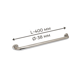 Поручень для людей з інвалідністю (МГН) прямий настінний INVO з нержавіючої сталі, L- 400 мм, D труби - 38 мм