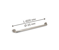 Поручень для людей з інвалідністю (МГН) прямий настінний INVO з нержавіючої сталі, L- 600 мм, D труби - 25 мм