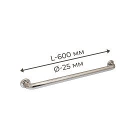 Поручень для людей з інвалідністю (МГН) прямий настінний INVO з нержавіючої сталі, L- 600 мм, D труби - 25 мм