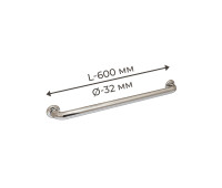 Поручень для людей з інвалідністю (МГН) прямий настінний INVO з нержавіючої сталі, L- 600 мм, D труби - 32 мм