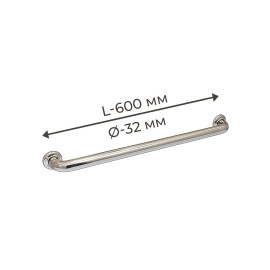 Поручень для людей с инвалидностью (МГН) прямой настенный INVO из нержавеющей стали, L- 600 мм, D трубы - 32 м