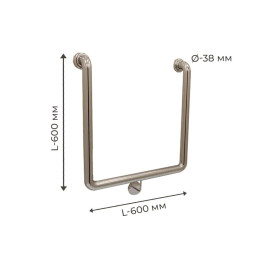 Поручень для людей з інвалідністю (МГН) настінний INVO П-подібний, розмір 600х600 мм, D труби - 38 мм