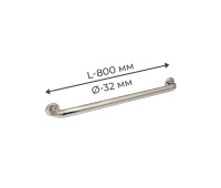 Поручень для людей з інвалідністю (МГН) прямий настінний INVO з нержавіючої сталі, L-800 мм, D труби - 32 мм