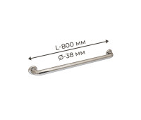 Поручень для людей з інвалідністю (МГН) прямий настінний INVO з нержавіючої сталі, L- 800 мм, D труби - 38 мм