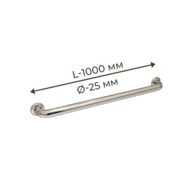 Поручень для людей с инвалидністю (МГН) прямий настенний INVO з нержавіючої сталі, L- 1000 мм, D трубы - 25