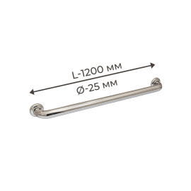 Поручень для людей з інвалідністю (МГН) прямий настінний INVO з нержавіючої сталі, L- 1200 мм, D труби - 25