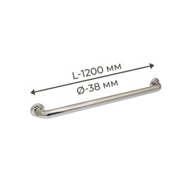 Поручень для людей з інвалідністю (МГН) прямий настінний INVO з нержавіючої сталі, L-1200 мм, D труби - 38 мм