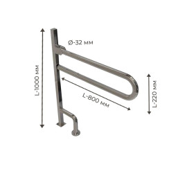 Поручень для людей з інвалідністю (МГН) двої INVO відкидної з кріпленням в підлогу на нозі