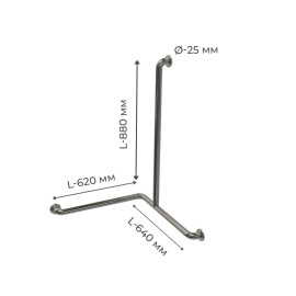 Поручень для людей з інвалідністю (МГН) для ванни трьохопорний INVO, лівий і правий