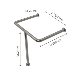 Поручень для людей з інвалідністю (МГН) для раковини напольно-настінний INVO з нержавіючої сталі