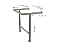 Поручень для людей з інвалідністю (МГН) для раковини напольно-настінний INVO з захистом зливу