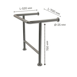 Поручень для людей з інвалідністю (МГН) для раковини напольно-настінний INVO з захистом зливу