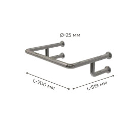 Поручень для людей с інвялідностью (МГН) на стіну для умивальника INVO верхнiй із нержавіючої сталі