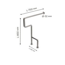 Поручень для людей з інвалідністю (МГН) правий та лівий підлоговий INVO для туалету з 2 опорами