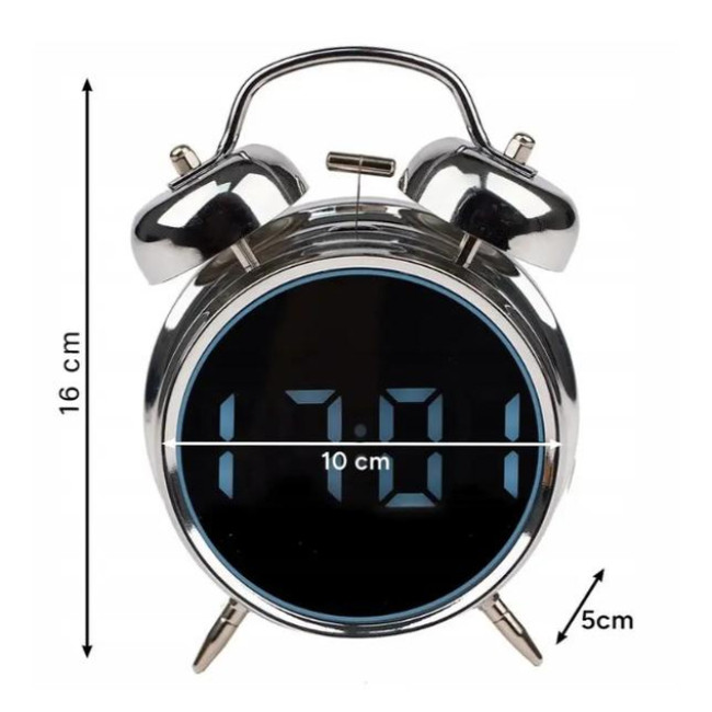 Будильник цифровой Izoxis Retro 26337 электронный настольный черный металл круглый LED дисплей