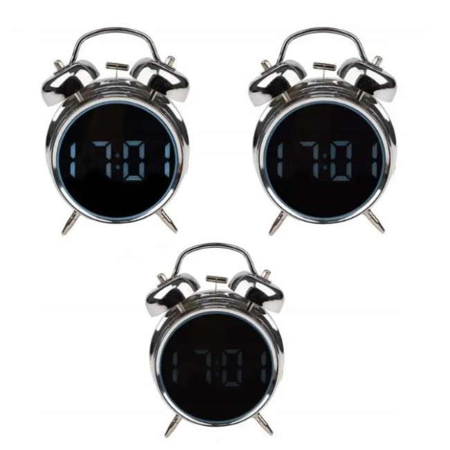 Будильник цифровой Izoxis Retro 26337 электронный настольный черный металл круглый LED дисплей