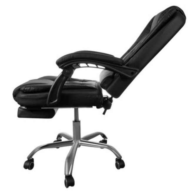 Офісний стілець MALATEC екокожа + підставка для ніг чорний до 130 кг 26195/n