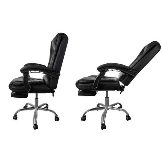 Офісний стілець MALATEC екокожа + підставка для ніг чорний до 130 кг 26195/n