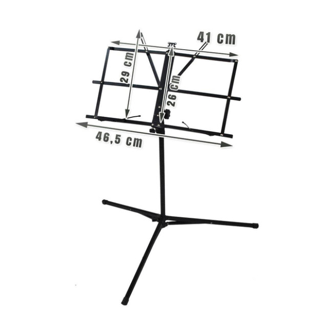 Складной пюпитр стойка для нот с чехлом Malatec регулируемая высота 3 уровня 65 - 90 - 123 см Чёрный (1307)