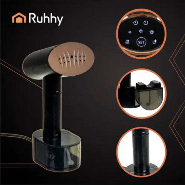 Отпариватель для одежды вертикальный Ruhhy 26339 Black 2 кВт ручной паровой утюг для дома 3 уровня пара сенсорное управление + насадка щетка