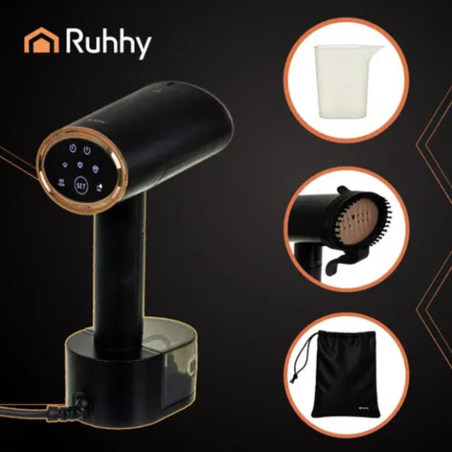 Отпариватель для одежды вертикальный Ruhhy 26339 Black 2 кВт ручной паровой утюг для дома 3 уровня пара сенсорное управление + насадка щетка