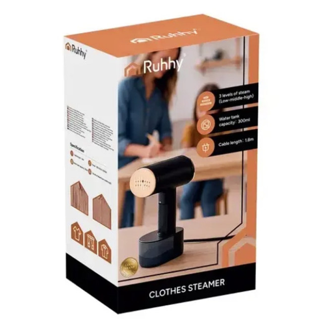 Отпариватель для одежды вертикальный Ruhhy 26339 Black 2 кВт ручной паровой утюг для дома 3 уровня пара сенсорное управление + насадка щетка