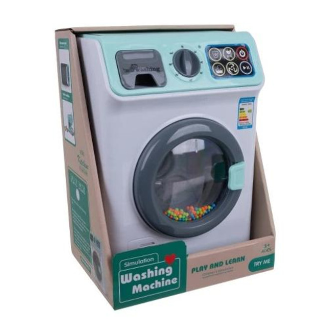 Іграшка пральна машина з сенсорною панеллю, звуковими ефектами та обертовим барабаном