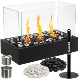 Біокамін настільний для дому та тераси Kaminer бездимний на біопаливі + камінці 45 x 30 x 21 см (26318)
