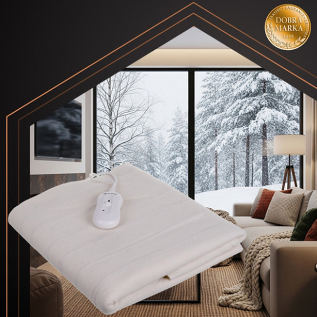 Електропростинь з підігрівом Ruhhy 26201 White електричне підкладочне ковдра на 65 Вт 3 режими 150 х 80 см