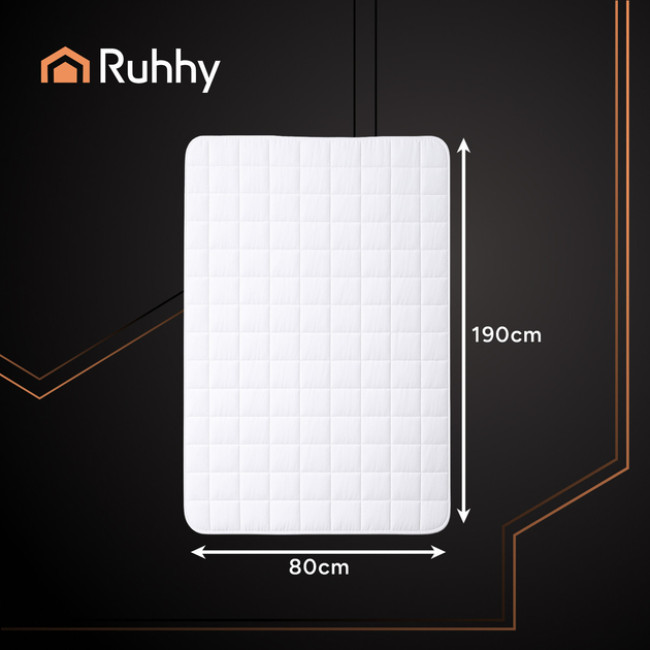 Електропростирадло наматрацник з підігрівом Ruhhy односпальне 190 х 80 см 9 режимів з таймером + пульт Білий (26222)