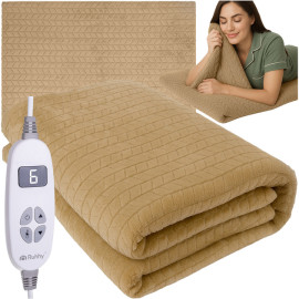 Электрическое одеяло плед с подогревом Ruhhy двуспальное 180 х 130 см 10 режимов + пульт Бежевый (26224)