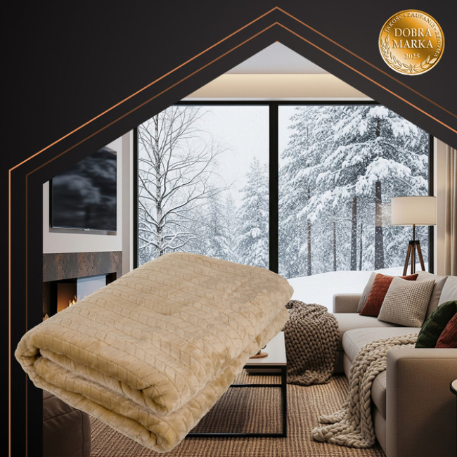 Електричне ковдра плед з підігрівом Ruhhy двоспальне 180 х 130 см 10 режимів + пульт Бежевий (26224)