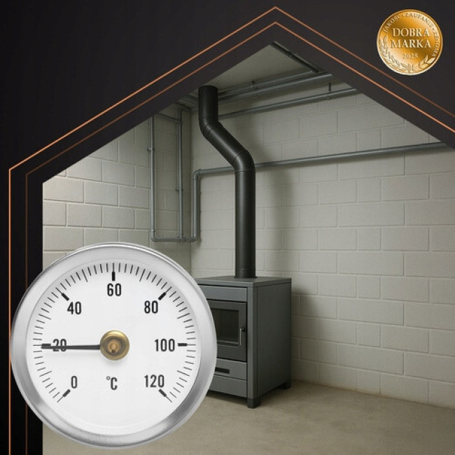 Термометр биметаллический со шкалой для печей с температурой 120°C Ruhhy (26557)