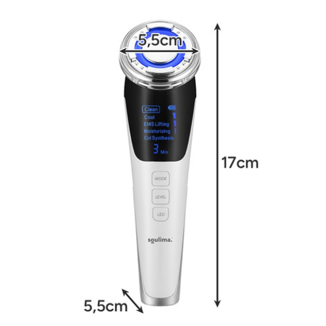 Массажер для обличчя 5в1 Soulima 25888 безголкова мезотерапія EMS-ліфтинг LED-світлотерапія ультразвуковий масаж і термотерапія