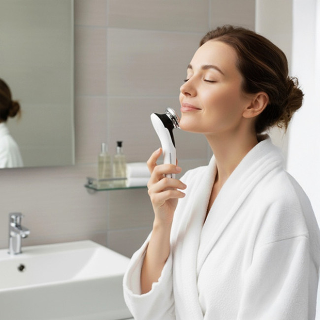 Массажер для обличчя 5в1 Soulima 25888 безголкова мезотерапія EMS-ліфтинг LED-світлотерапія ультразвуковий масаж і термотерапія