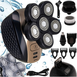 Чоловіча роторна акумуляторна електробритва 5в1 Soulima 26423 USB тример для стрижки бороди голови для носа та вух + масажні насадки