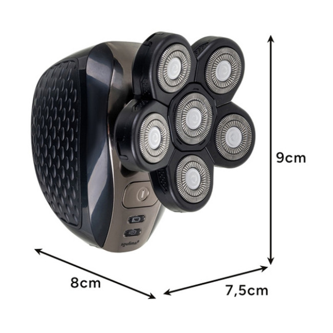 Мужская роторная аккумуляторная электробритва 5в1 Soulima 26423 USB триммер для стрижки бороды головы для носа и ушей + массажные насадки