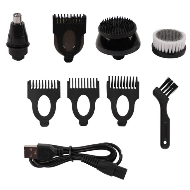 Мужская роторная аккумуляторная электробритва 5в1 Soulima 26423 USB триммер для стрижки бороды головы для носа и ушей + массажные насадки