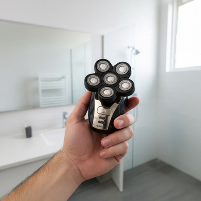 Мужская роторная аккумуляторная электробритва 5в1 Soulima 26423 USB триммер для стрижки бороды головы для носа и ушей + массажные насадки