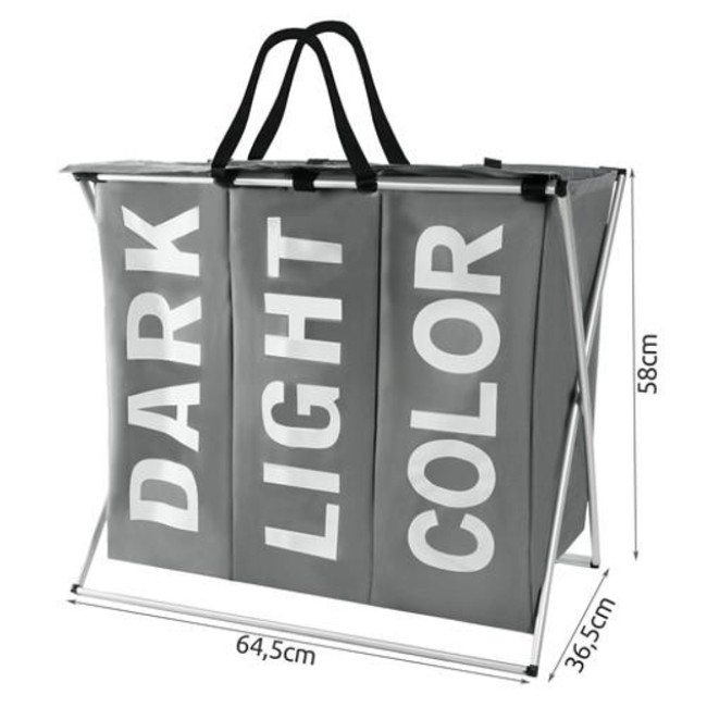 Корзина для бeлья - 3 відділення на складній рамі Ruhhy