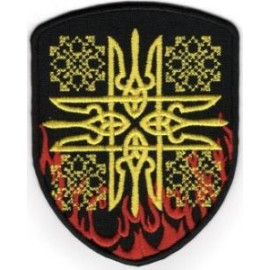 Шеврон SteelCats Вишиванка з Тризубами чорна Нарукавна емблема