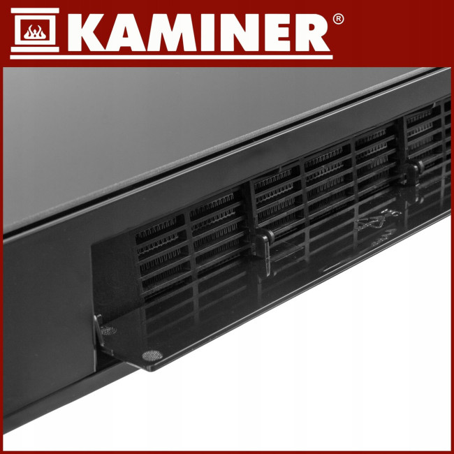 Электрический настенный обогреватель-воздушная завеса KAMINER 26399 Black (2000 Вт, Wi-Fi, стеклянная панель, пульт ДУ, Польша)