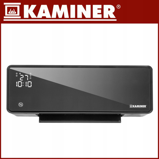Электрический настенный обогреватель-воздушная завеса KAMINER 26399 Black (2000 Вт, Wi-Fi, стеклянная панель, пульт ДУ, Польша)
