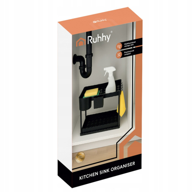 Органайзер висувний під мийку, полиця під раковину Ruhhy двоярусний для кухні та ванної кімнати (26102)