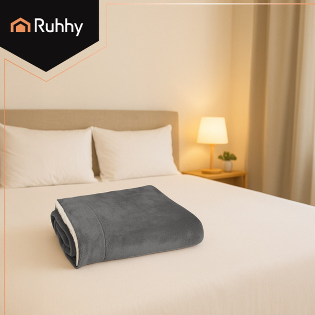 Щільний двосторонній плед-покривало Ruhhy двоспальний 150 х 200 см Сірий