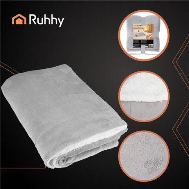 Теплое двустороннее одеяло плед 150 х 200 см Ruhhy 26293 серое