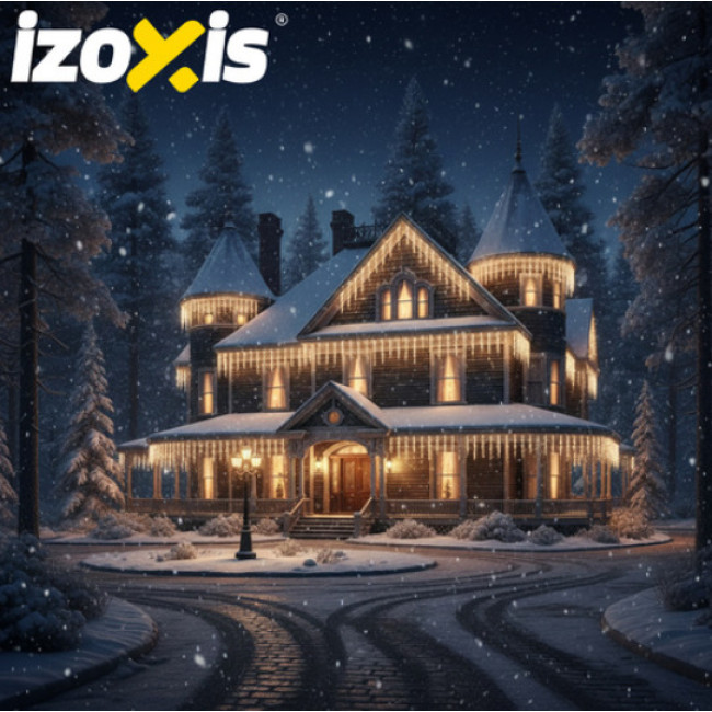 Різдвяна вулична гірлянда-бурульки IZOXIS 23223 (500 LED, 22,5 м, теплий білий, IP44, мерехтіння, 8 режимів)