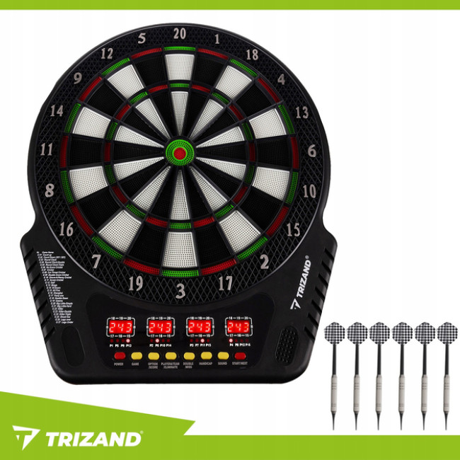 Дартс электронный Trizand набор для игры в дротики с 4 LED-дисплеями для 1-16 игроков - 6 дротиков (26307)